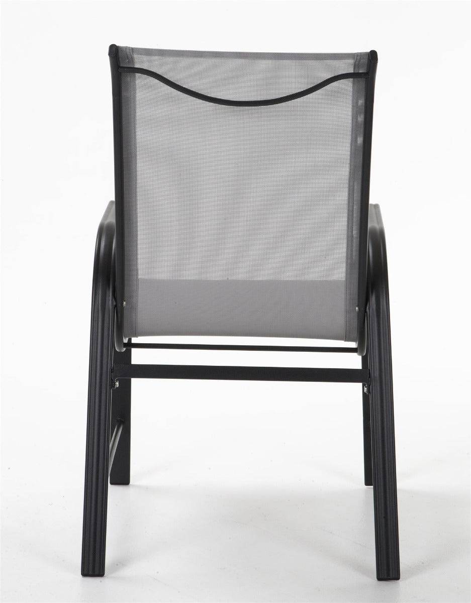 Cosco Paloma Steel Patio Dining Chairs (6) - Dark Grey Frame, Light Grey Sling - Price Crash Furniture