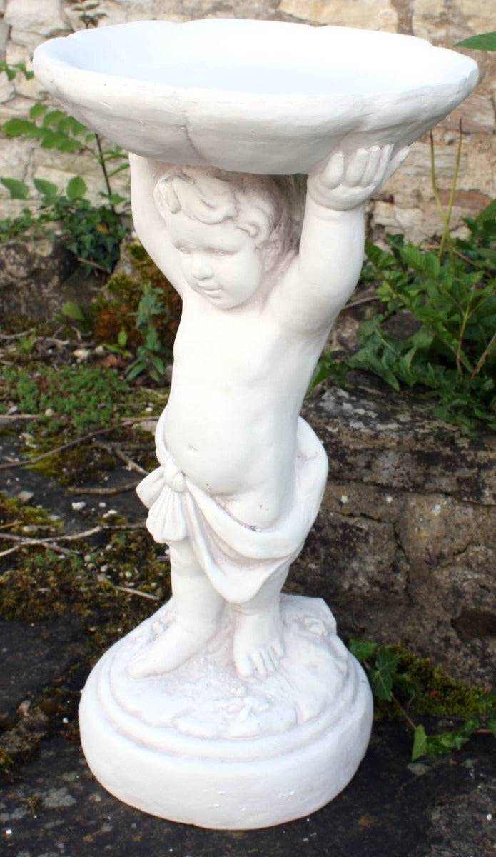 Stone Effect Cherub Bird Feeder Or Bird Bath - Price Crash Furniture