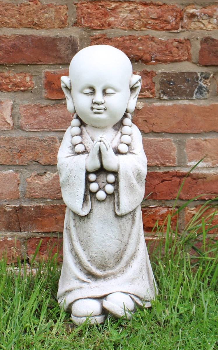 Stone Effect Garden Ornament, Monk Praying - Price Crash Furniture