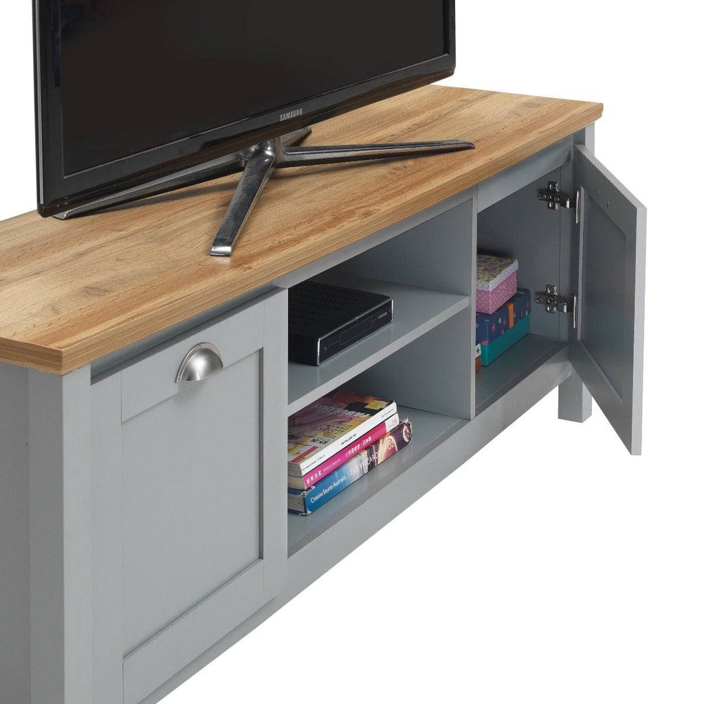Eaton TV Cabinet Stand in Grey by TAD - Price Crash Furniture