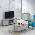 Eaton TV Cabinet Stand in Grey by TAD - Price Crash Furniture