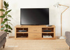 Mobel Oak Mounted Widescreen Television Cabinet by Baumhaus - Price Crash Furniture