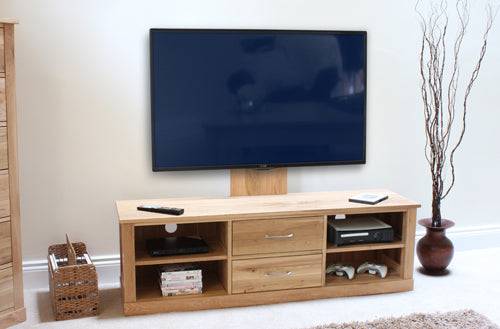 Mobel Oak Mounted Widescreen Television Cabinet by Baumhaus - Price Crash Furniture