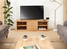 Mobel Oak Mounted Widescreen Television Cabinet by Baumhaus - Price Crash Furniture