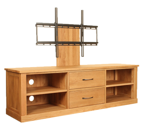 Mobel Oak Mounted Widescreen Television Cabinet by Baumhaus - Price Crash Furniture