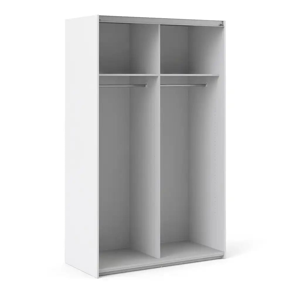 Verona Sliding Wardrobe 120cm in White with White Doors with 2 Shelves - Price Crash Furniture