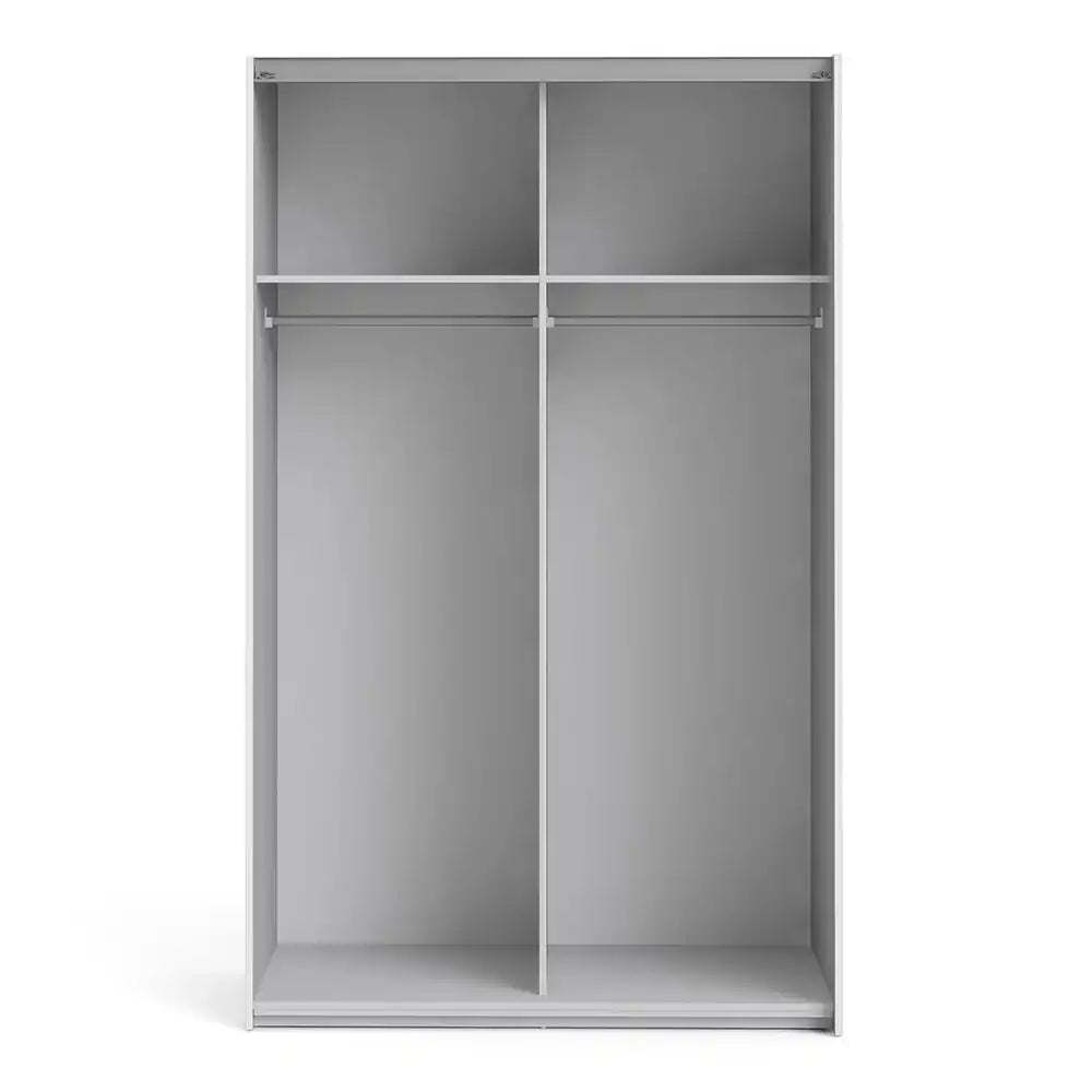 Verona Sliding Wardrobe 120cm in White with White Doors with 2 Shelves - Price Crash Furniture