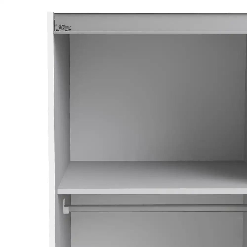 Verona Sliding Wardrobe 120cm in White with White Doors with 2 Shelves - Price Crash Furniture