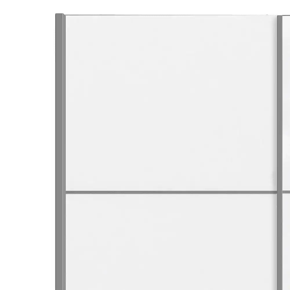 Verona Sliding Wardrobe 120cm in White with White Doors with 2 Shelves - Price Crash Furniture