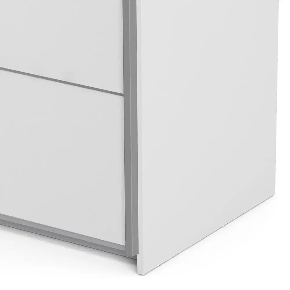 Verona Sliding Wardrobe 120cm in White with White Doors with 2 Shelves - Price Crash Furniture