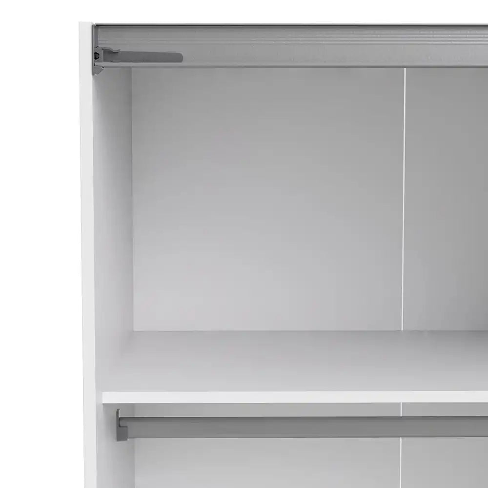 Verona Sliding Wardrobe 180cm in White with Mirror Doors with 2 Shelves - Price Crash Furniture