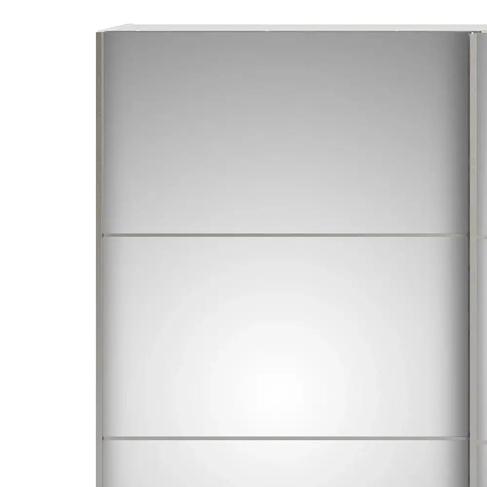 Verona Sliding Wardrobe 180cm in White with Mirror Doors with 2 Shelves - Price Crash Furniture