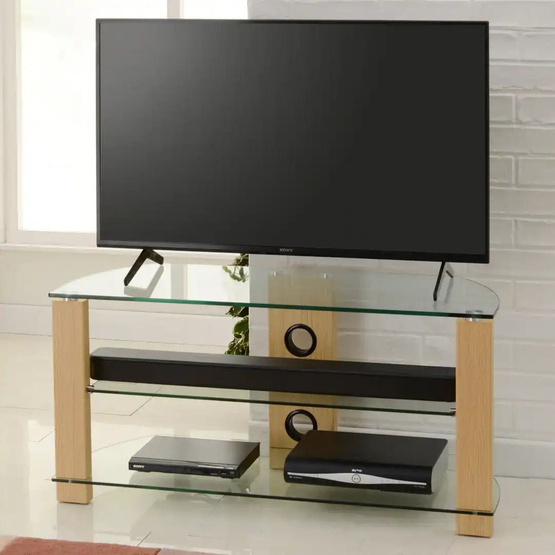 Vision TV Stand in Oak, 1050 mm, Clear - Price Crash Furniture
