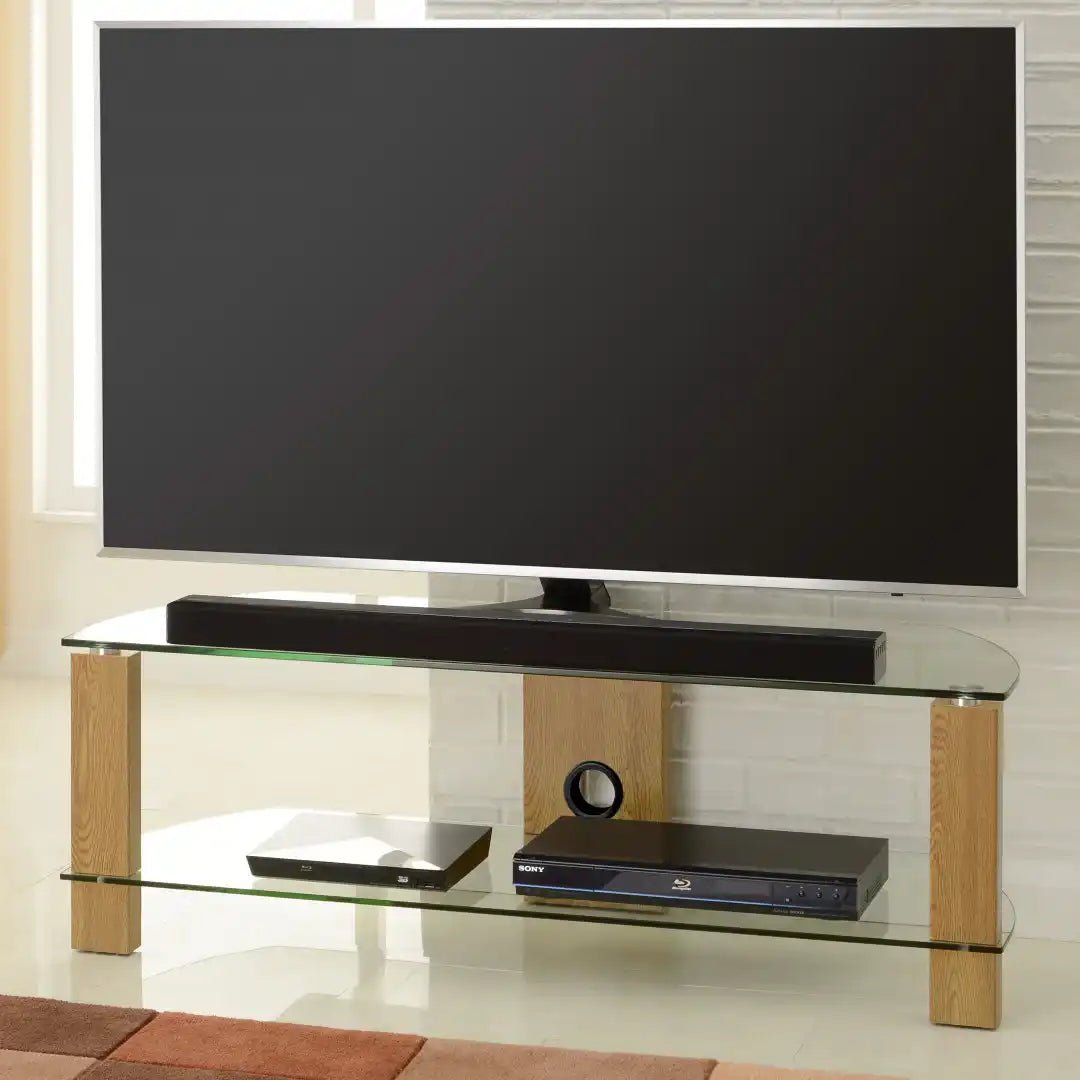 Vision TV Stand in Oak, 1200 mm, Clear - Price Crash Furniture