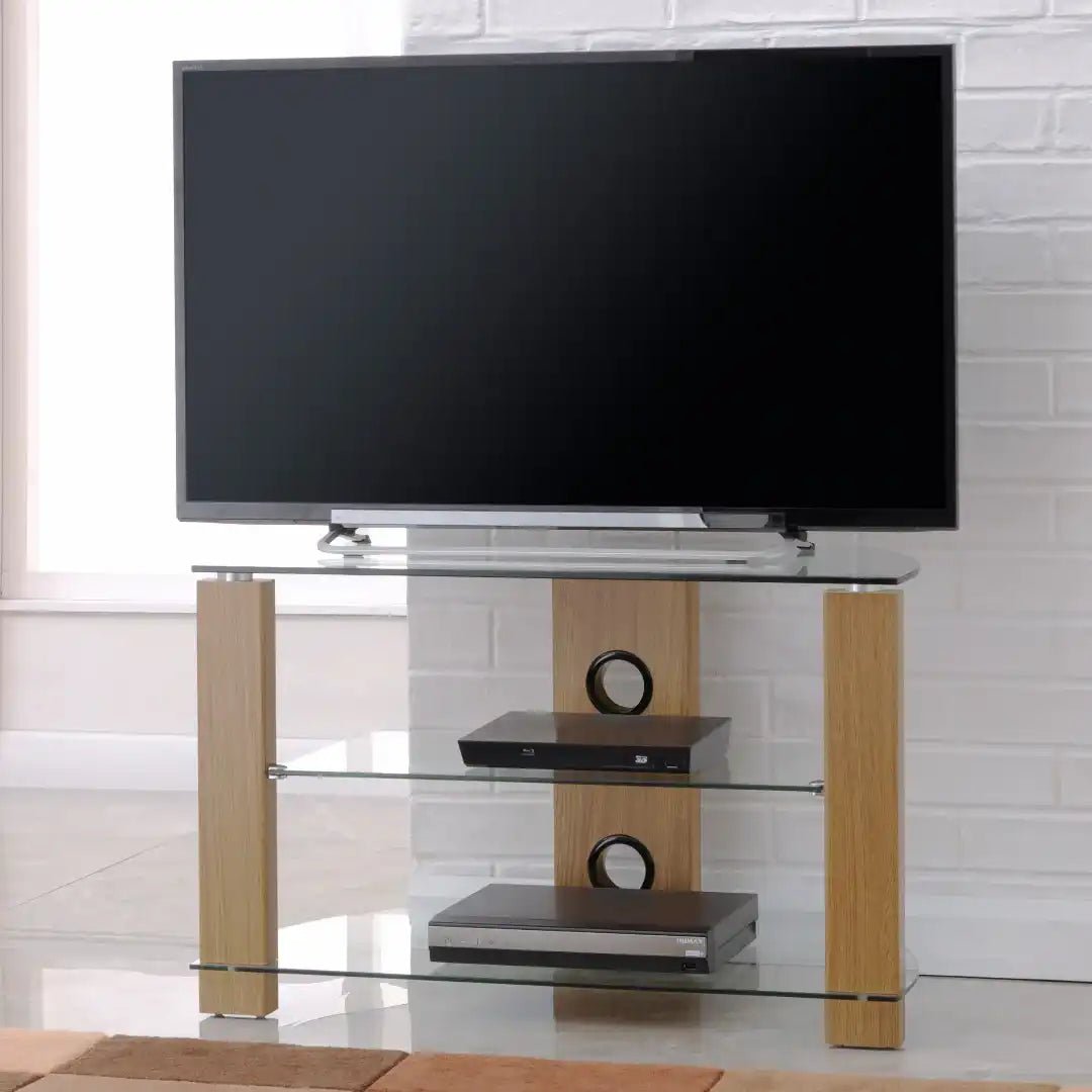 Vision TV Stand in Oak, 600 mm, Clear - Price Crash Furniture