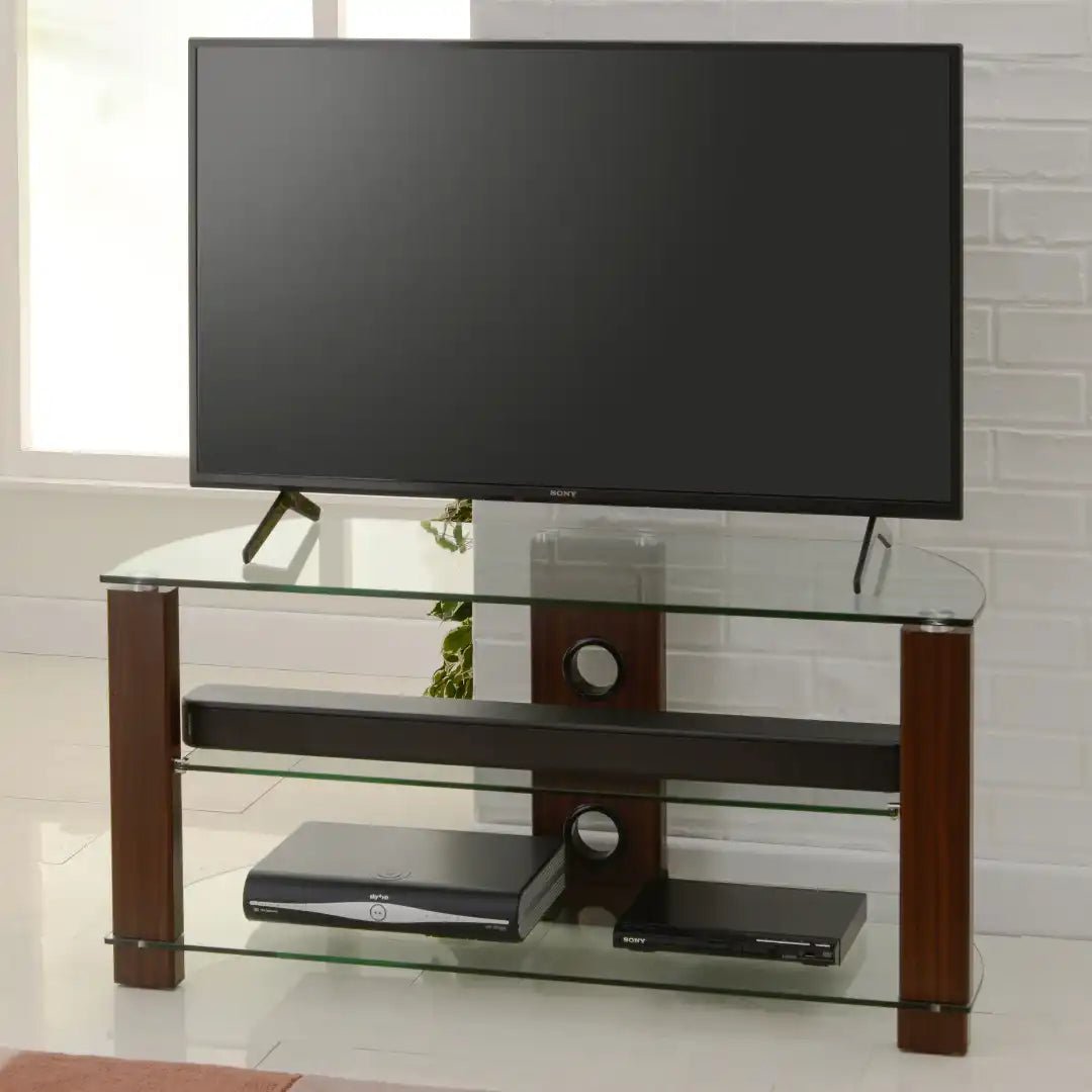 Vision TV Stand in Walnut, 1050 mm, Clear - Price Crash Furniture