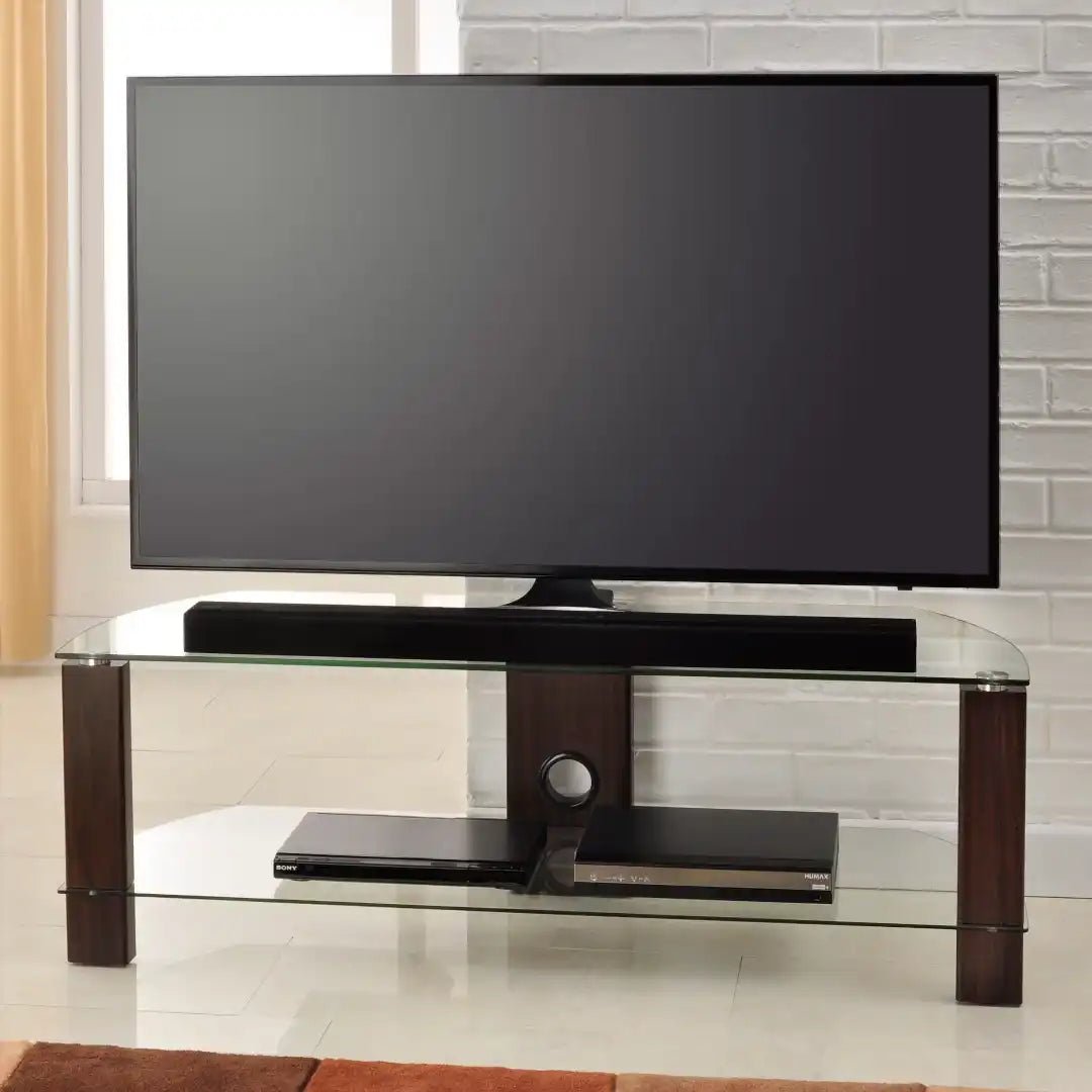 Vision TV Stand in Walnut, 1200 mm, Clear - Price Crash Furniture