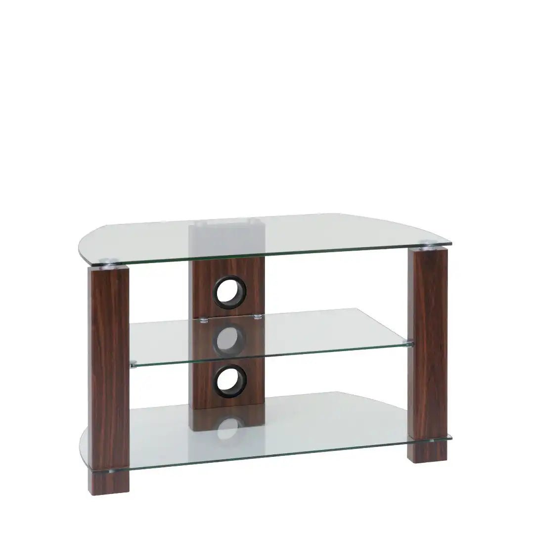 Vision TV Stand in Walnut, 800 mm, Clear - Price Crash Furniture