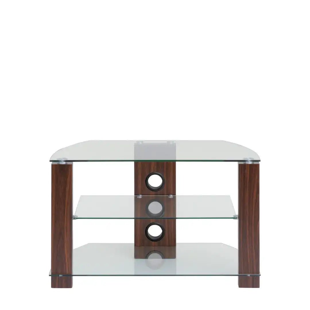 Vision TV Stand in Walnut, 800 mm, Clear - Price Crash Furniture