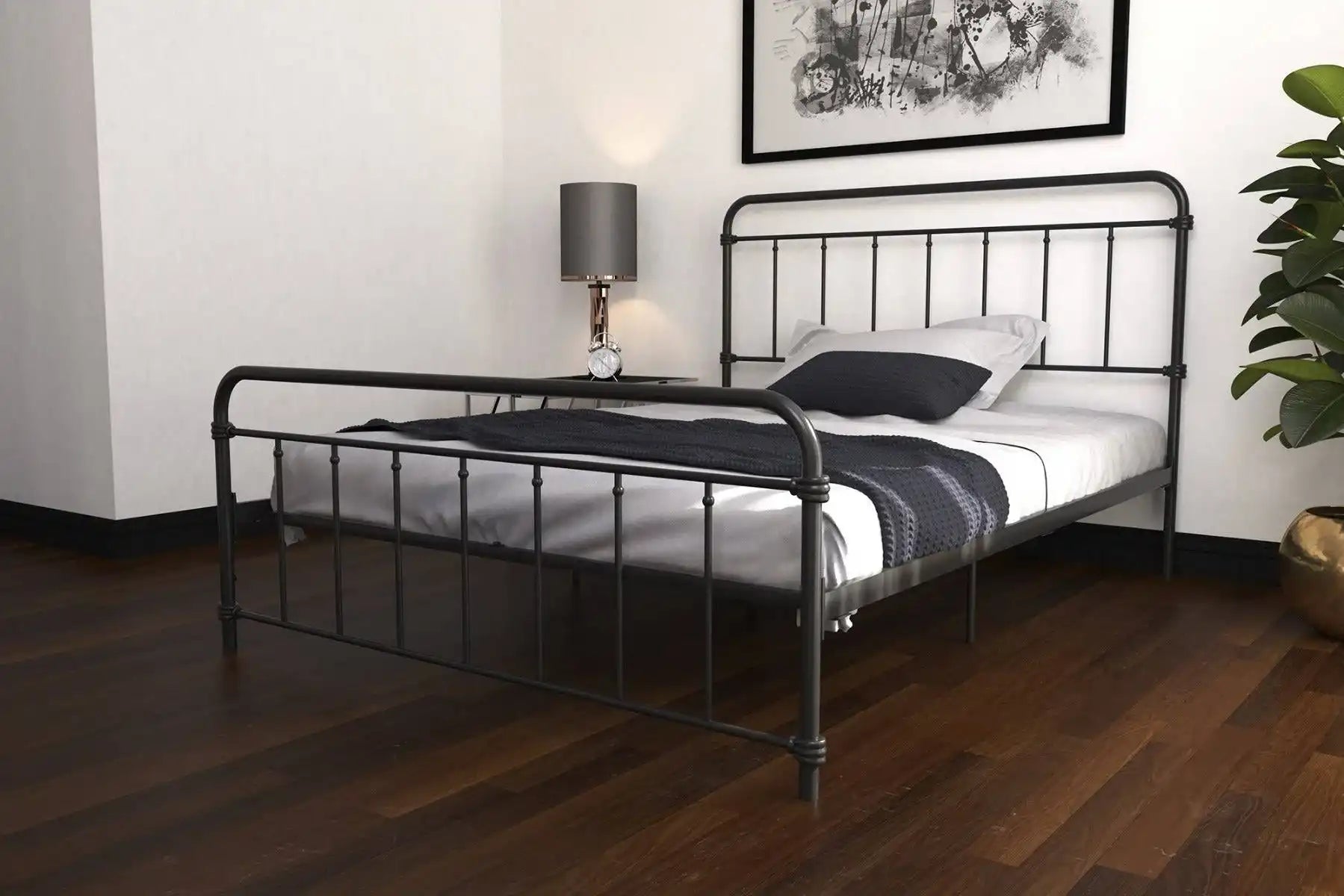Wallace Double Bed in Black Metal by Dorel - Price Crash Furniture