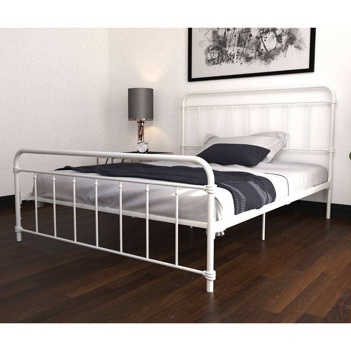 Wallace Double Bed in White Metal by Dorel - Price Crash Furniture