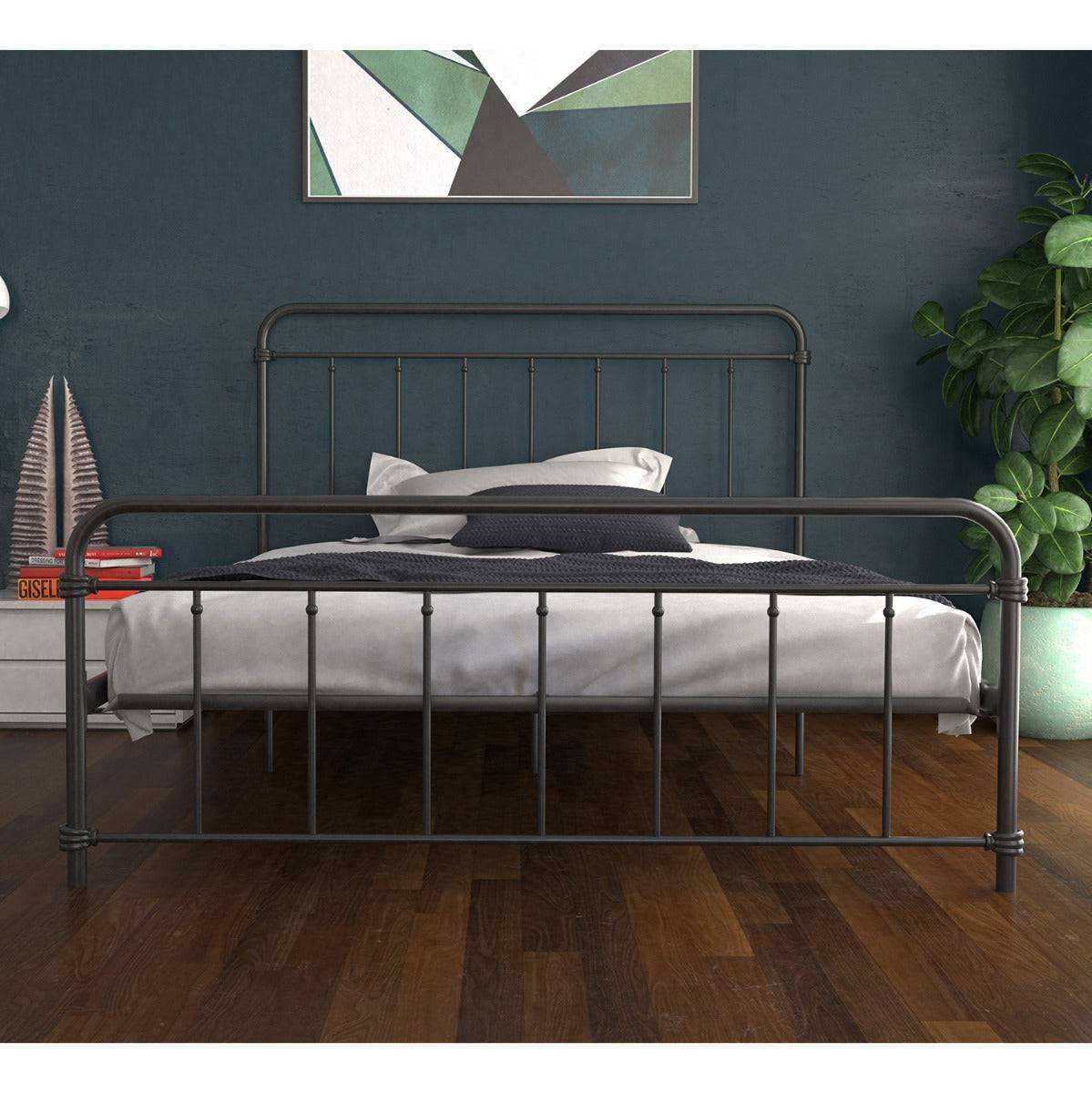 Wallace King Size Bed in Black Metal by Dorel - Price Crash Furniture