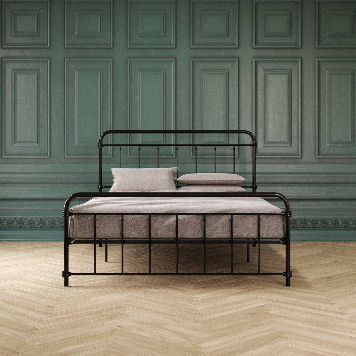 Wallace King Size Bed in Black Metal by Dorel - Price Crash Furniture