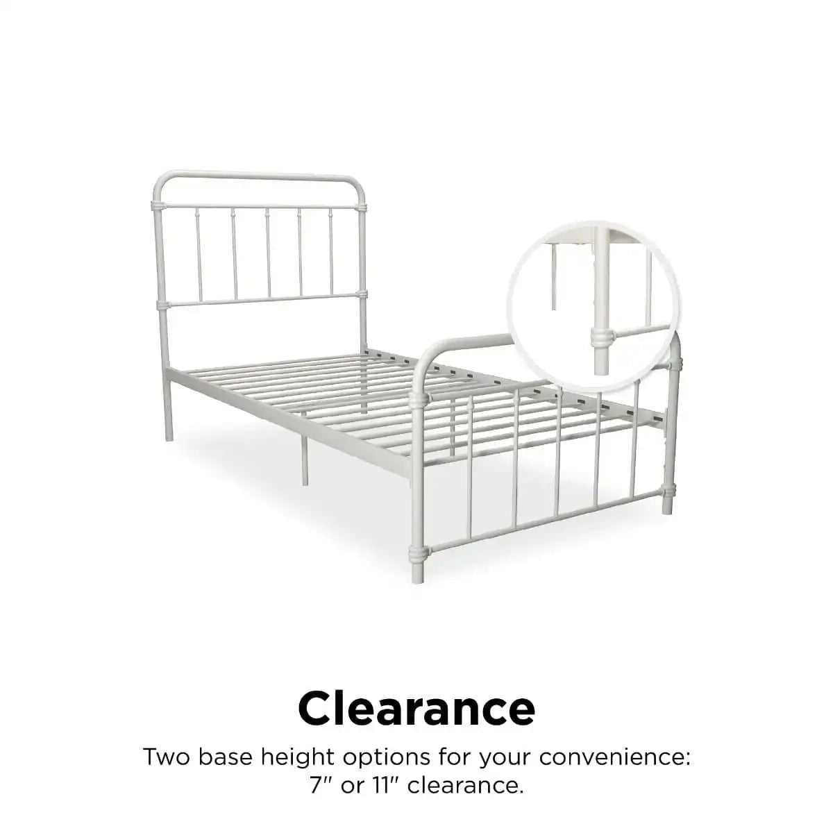 Wallace Single Bed in White Metal by Dorel - Price Crash Furniture