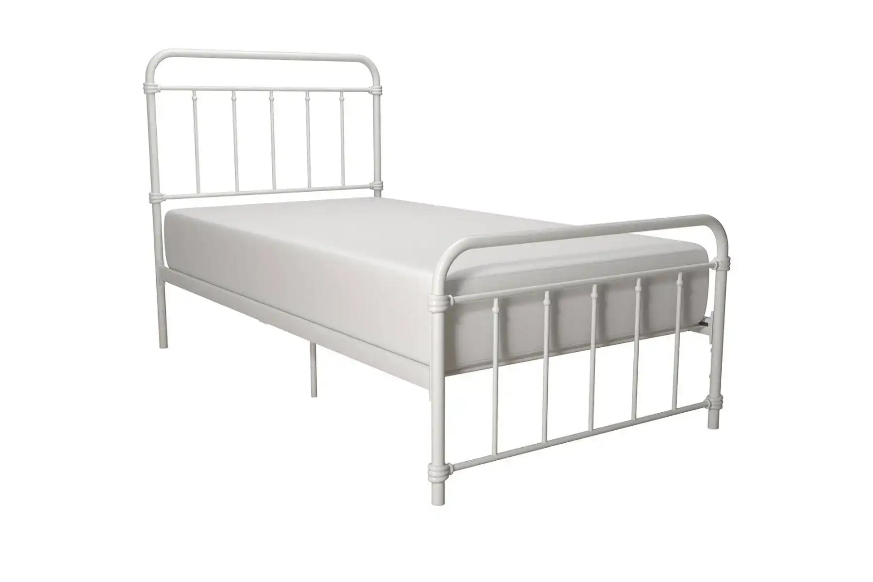 Wallace Single Bed in White Metal by Dorel - Price Crash Furniture