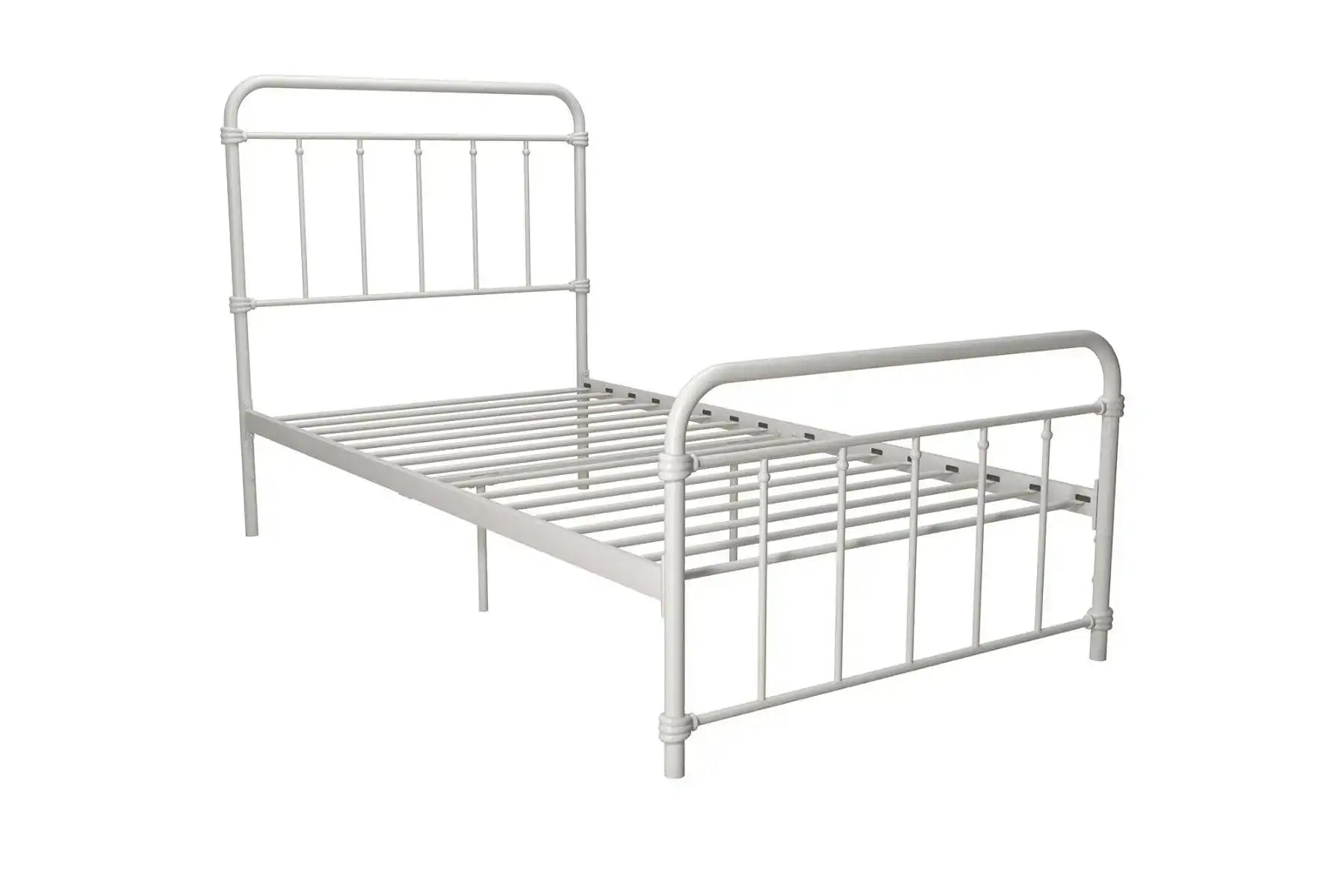 Wallace Single Bed in White Metal by Dorel - Price Crash Furniture