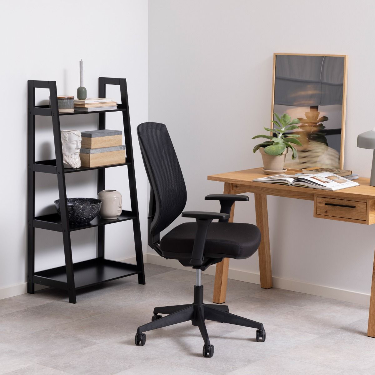 Wally Ladder Bookcase With 4 Shelves In Black - Price Crash Furniture