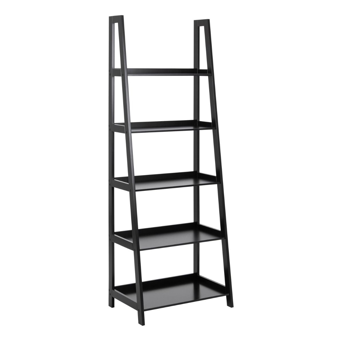 Wally Ladder Bookcase With 5 Shelves In Black - Price Crash Furniture