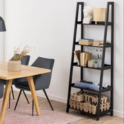 Wally Ladder Bookcase With 5 Shelves In Black - Price Crash Furniture