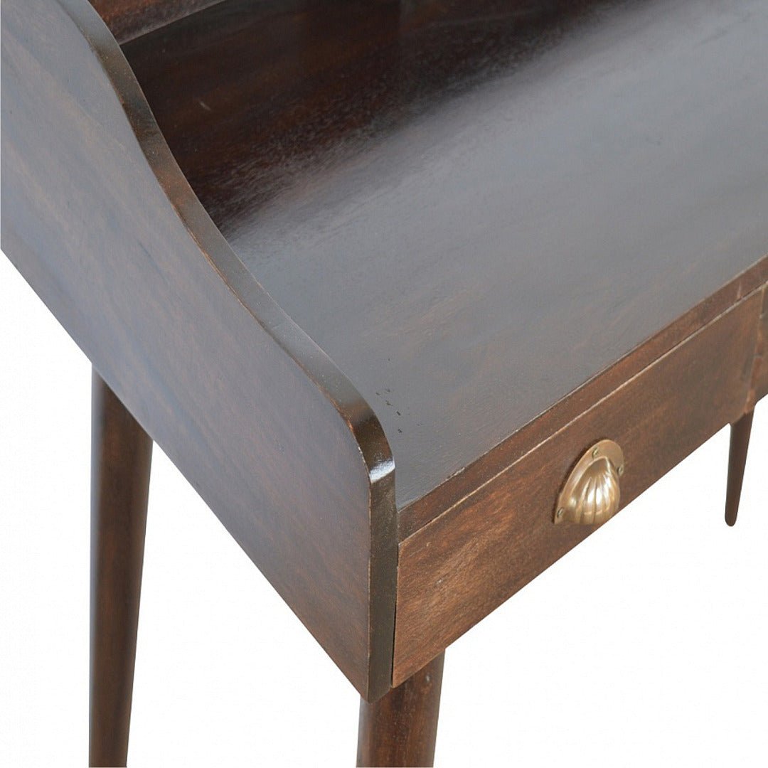 Walnut Gallery Back Nordic Writing Desk with 3 Drawers - Price Crash Furniture