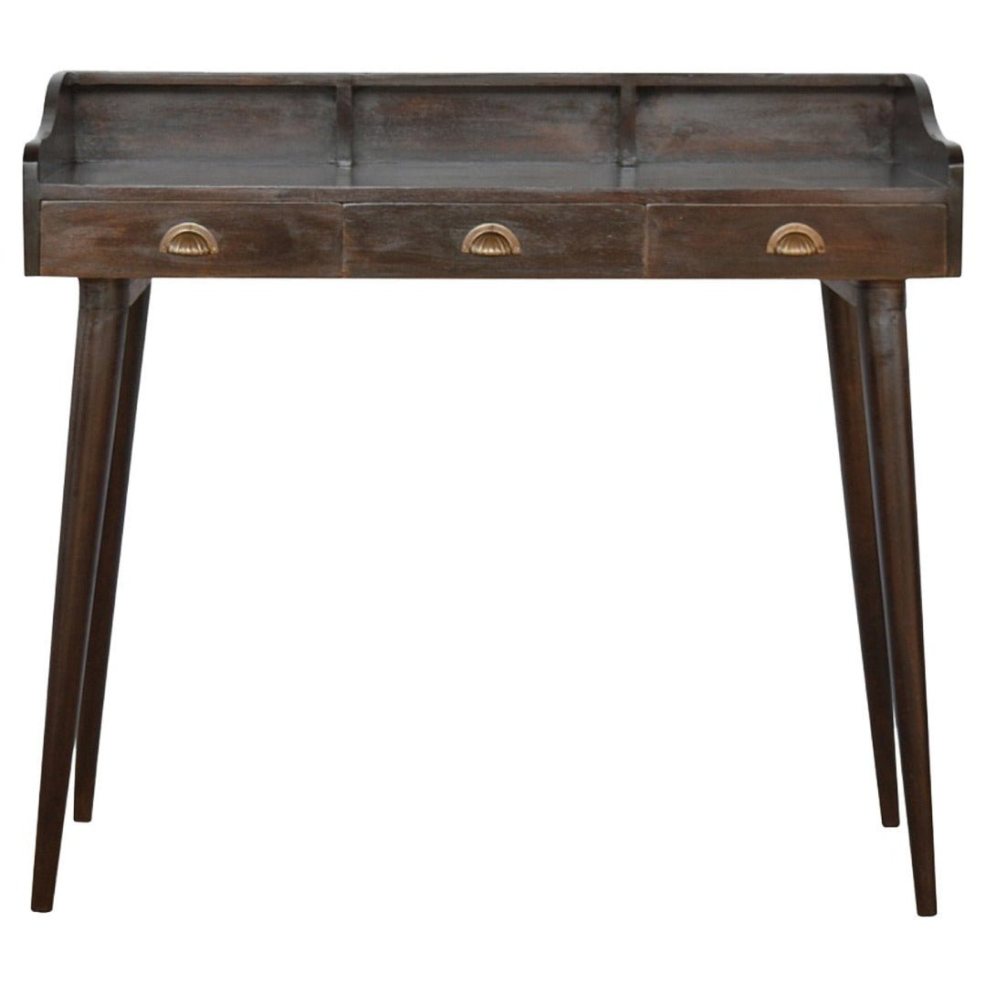 Walnut Gallery Back Nordic Writing Desk with 3 Drawers - Price Crash Furniture