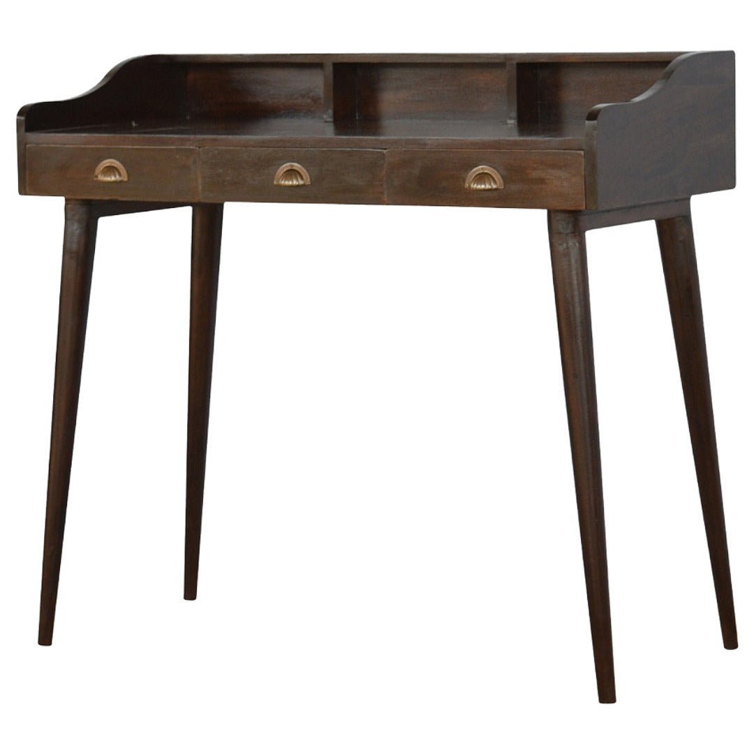 Walnut Gallery Back Nordic Writing Desk with 3 Drawers - Price Crash Furniture