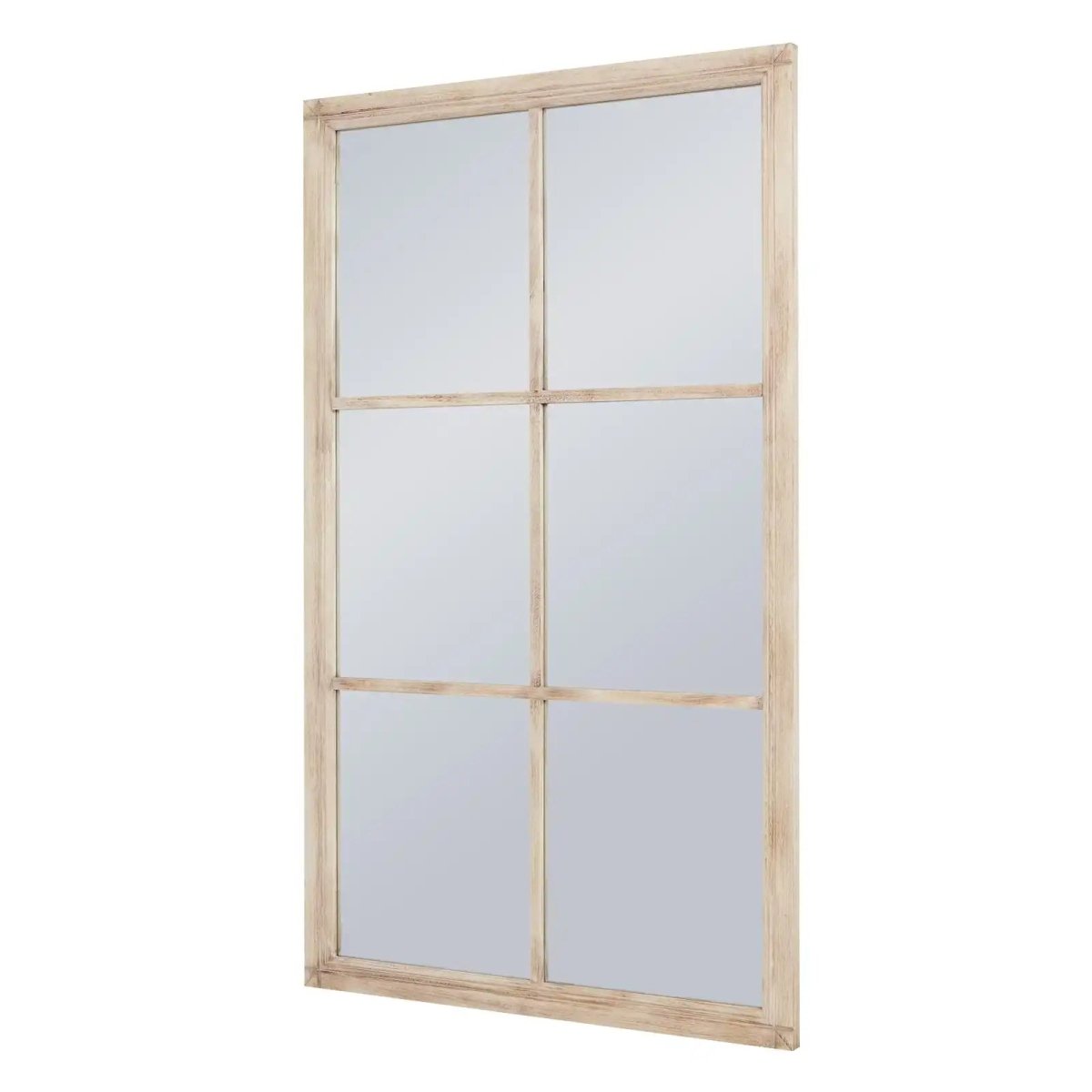 Washed Wood Large Window Mirror - Price Crash Furniture