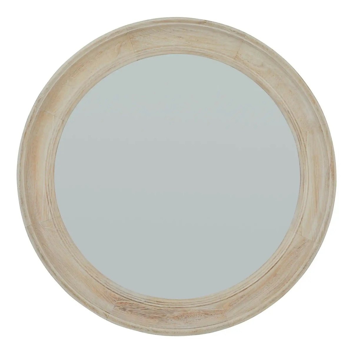 Washed Wood Round Framed Mirror - Price Crash Furniture