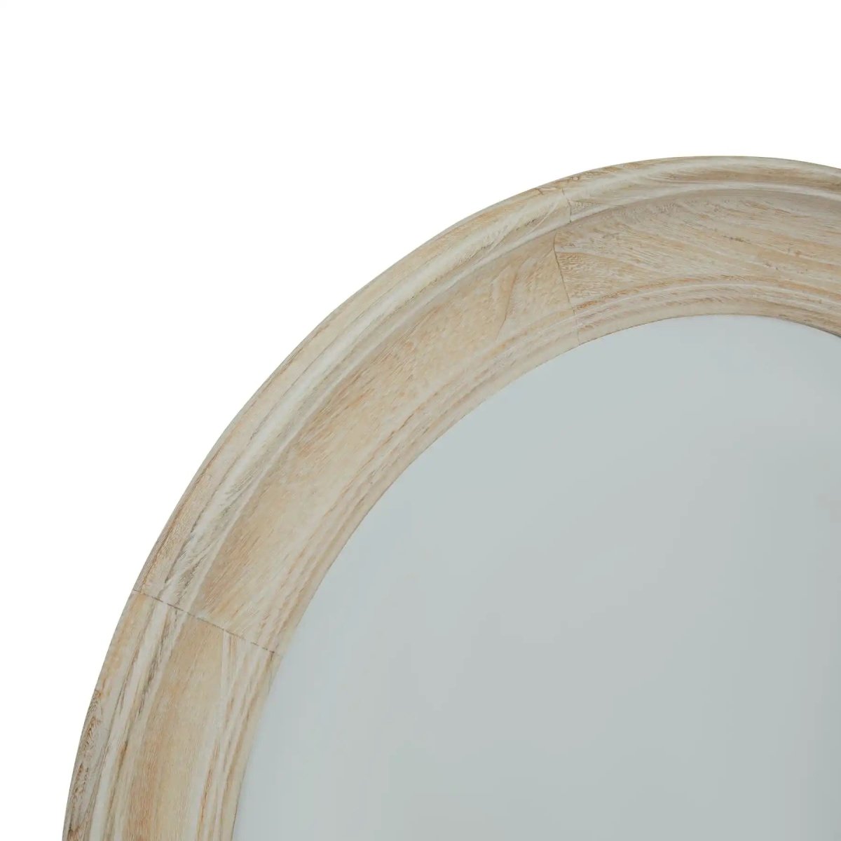 Washed Wood Round Framed Mirror - Price Crash Furniture