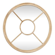 Washed Wood Round Window Mirror - Price Crash Furniture