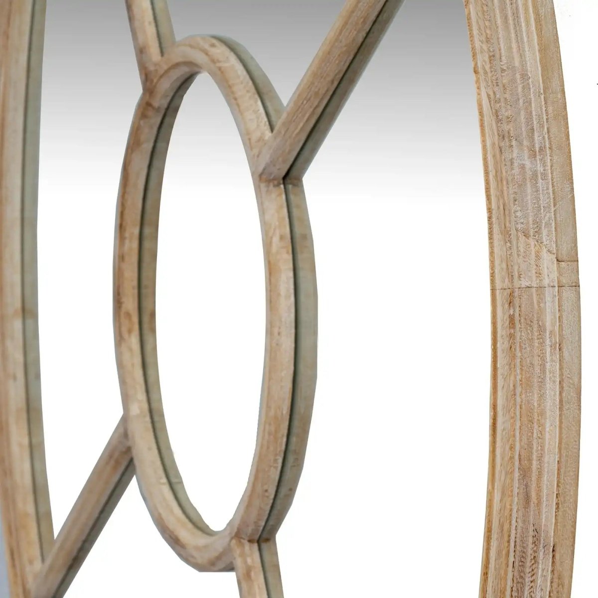 Washed Wood Round Window Mirror - Price Crash Furniture