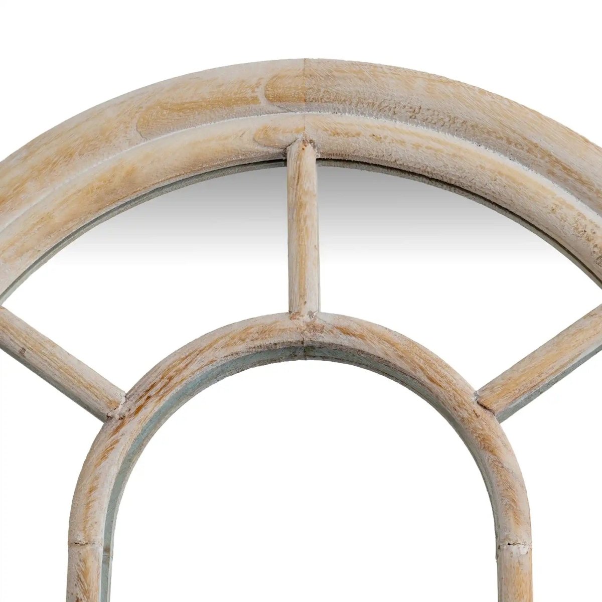 Washed Wood Tall Arched Window Mirror - Price Crash Furniture