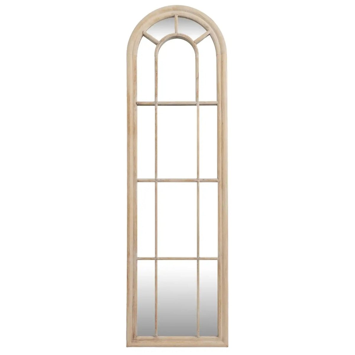 Washed Wood Tall Arched Window Mirror - Price Crash Furniture