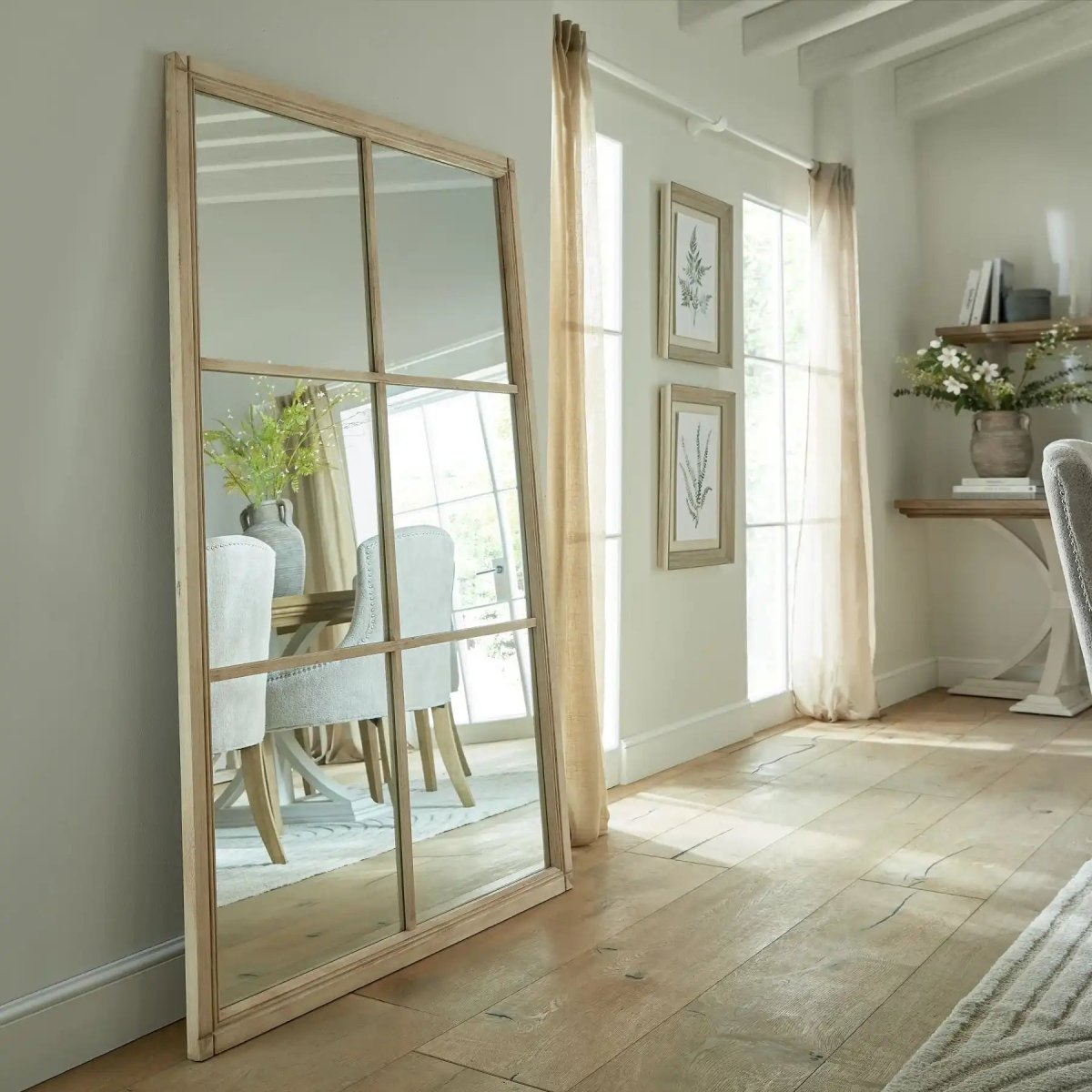 Washed Wood XL Window Mirror - Price Crash Furniture