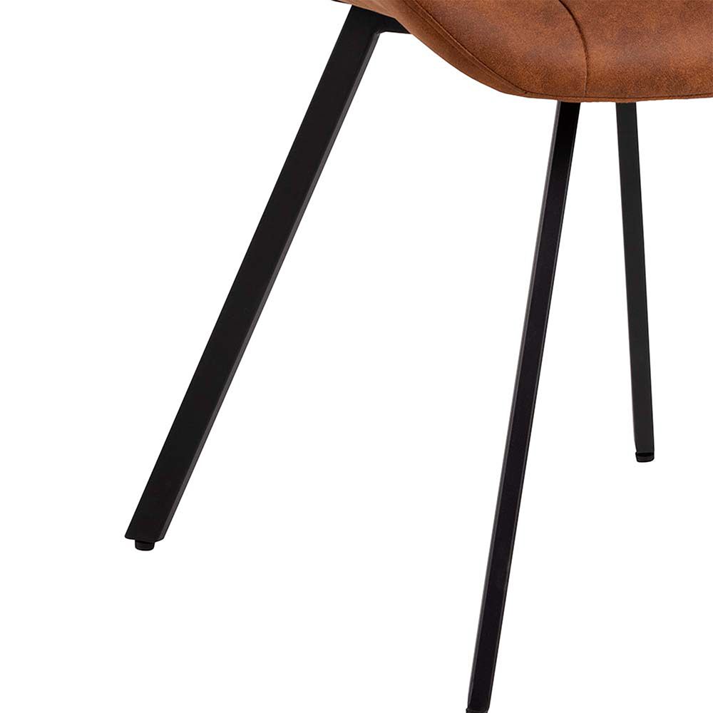 Waylor Upholstered Padded Dining Chair In Brown Fabric Set Of 2 - Price Crash Furniture