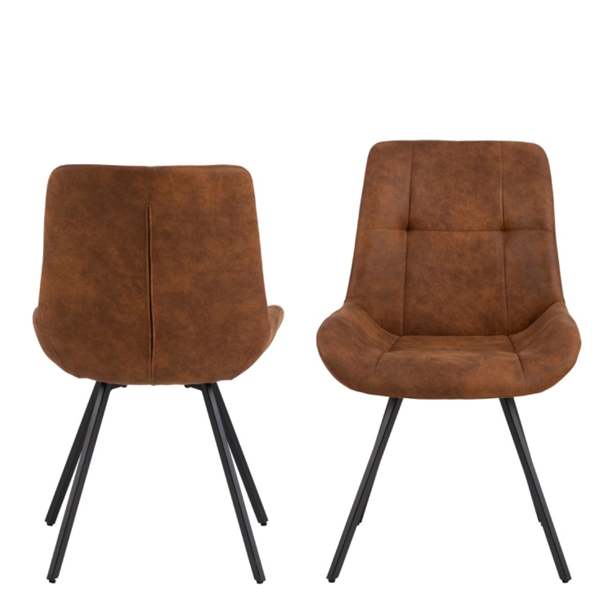 Waylor Upholstered Padded Dining Chair In Brown Fabric Set Of 2 - Price Crash Furniture