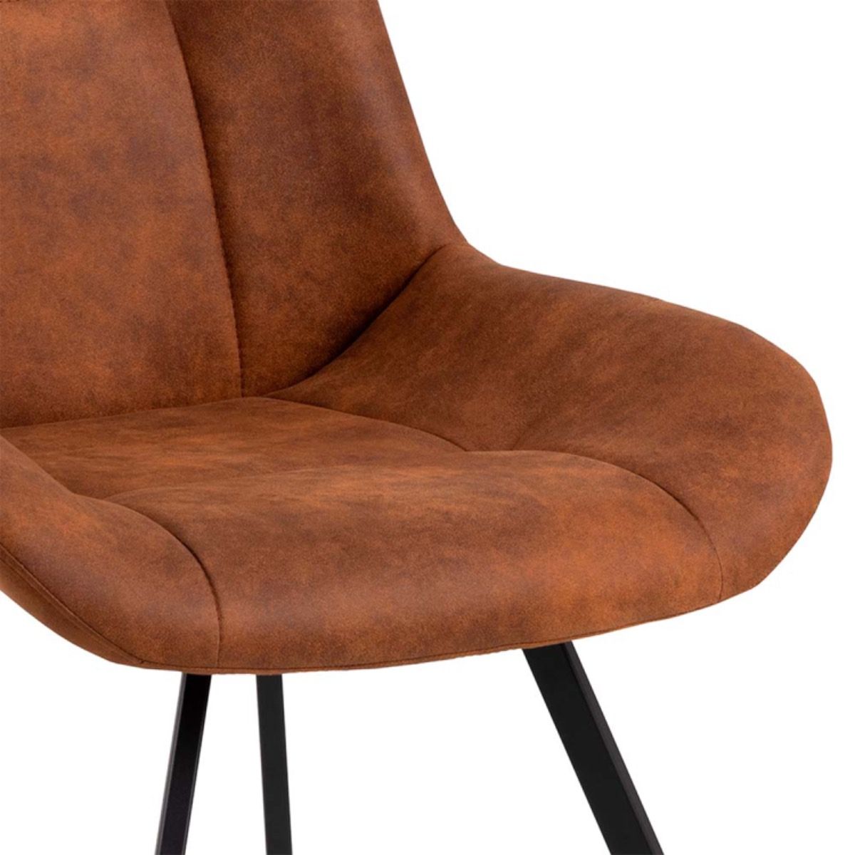 Waylor Upholstered Padded Dining Chair In Brown Fabric Set Of 2 - Price Crash Furniture