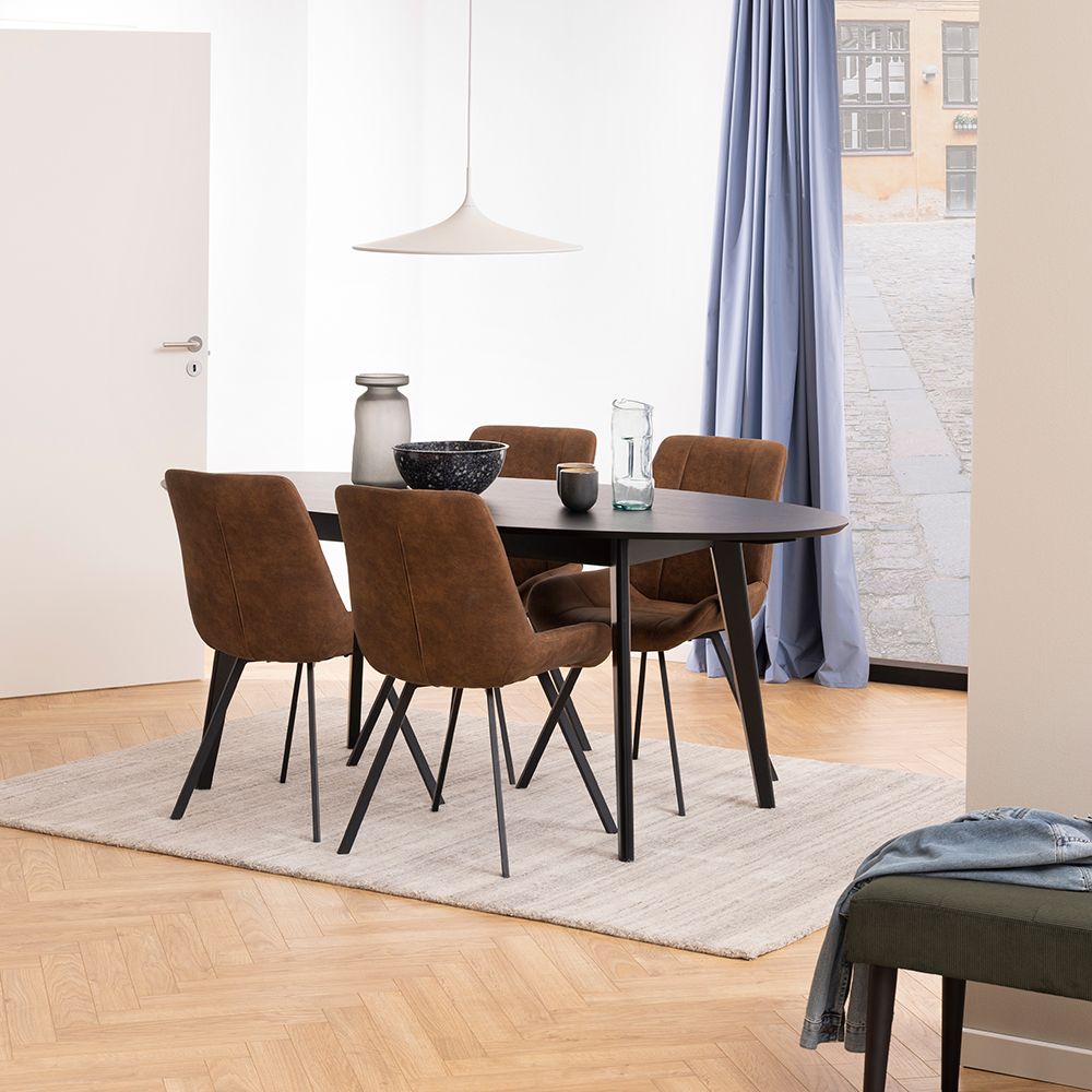 Waylor Upholstered Padded Dining Chair In Brown Fabric Set Of 2 - Price Crash Furniture