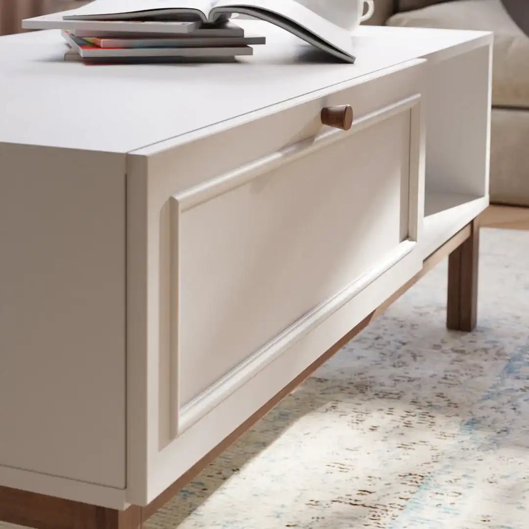 Wensley 1 Drawer Coffee Table in Light Grey and Oak - Price Crash Furniture