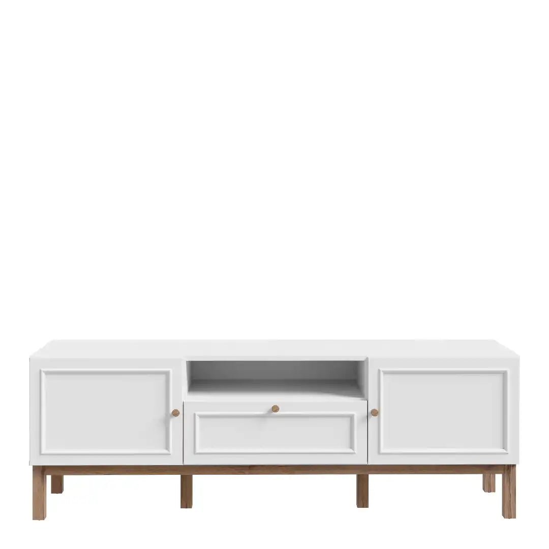 Wensley 2 Door 1 Drawer TV Unit in Light Grey and Oak - Price Crash Furniture